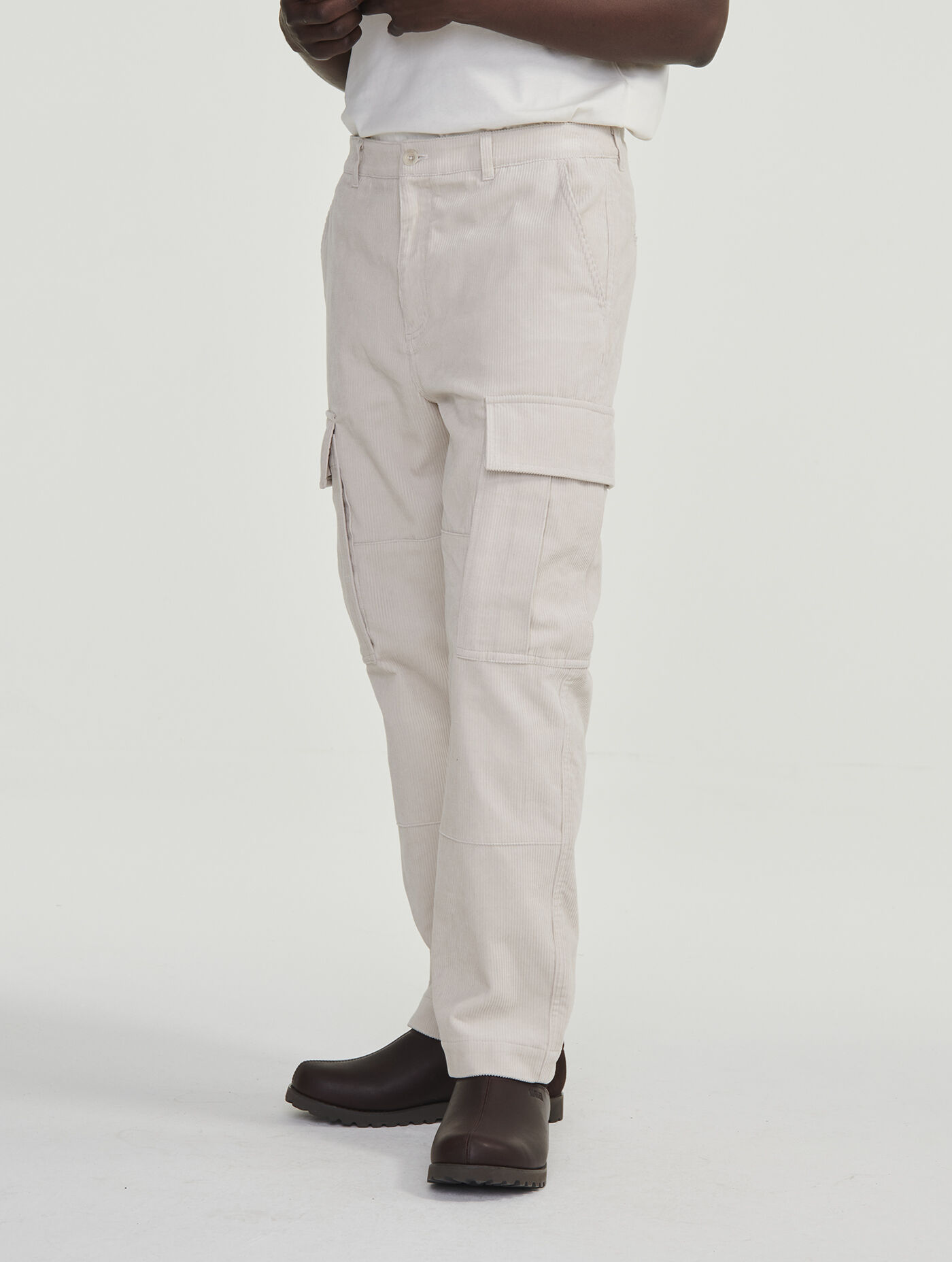 Wide leg faux leather cargo pants cream | Trendy Pants - Lush Fashion Lounge