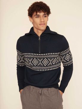 Jacquard full-zip jumper