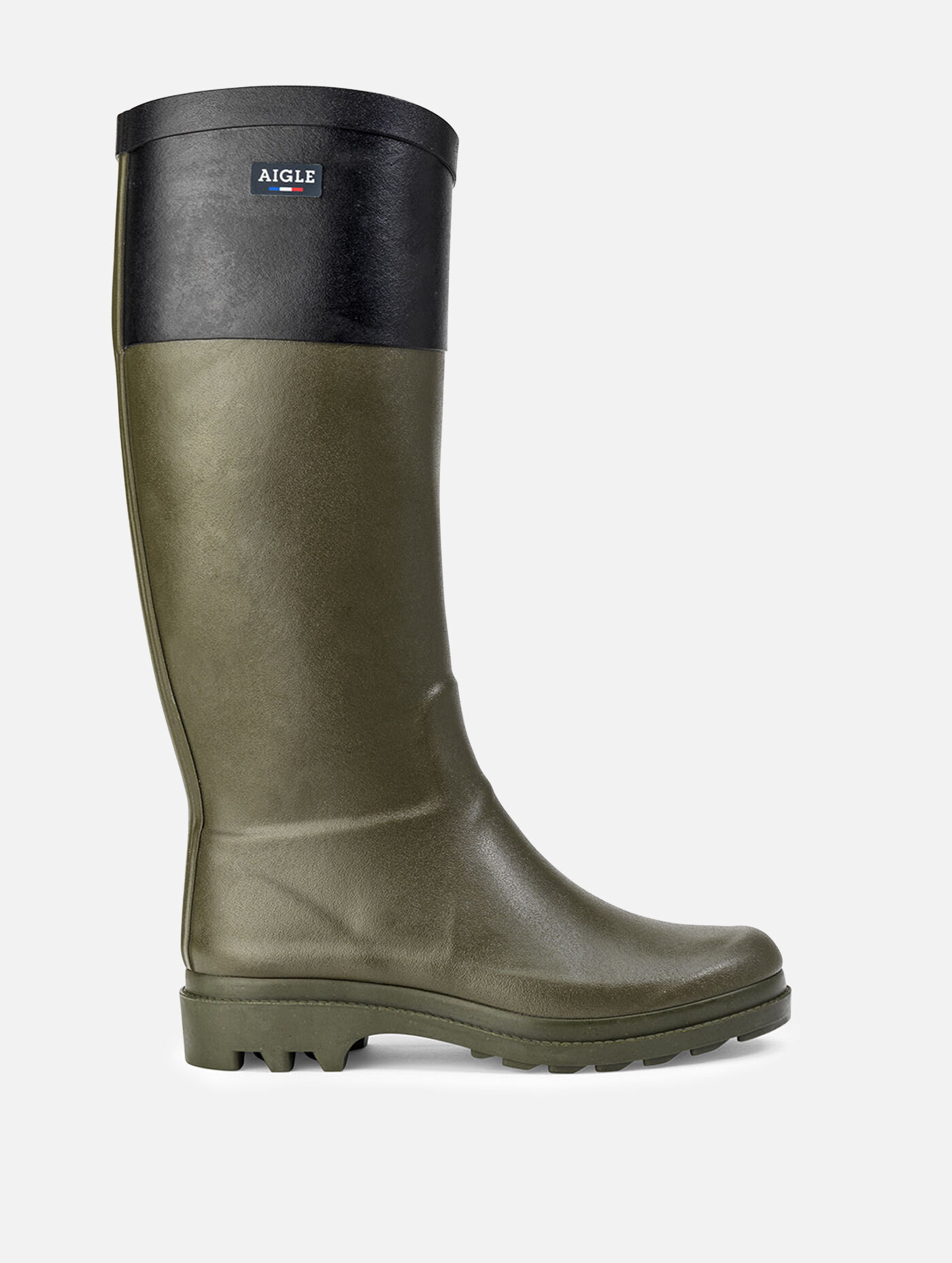 Aigle The boyfriend rain boot. Kaki noir Aiglentine AIGLE