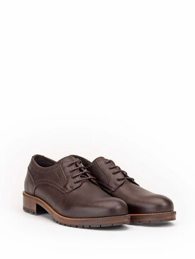 Women's leather Derby shoes with low heel