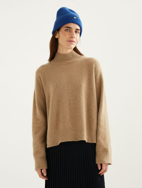 Made in France wool and angora stand-up collar sweater