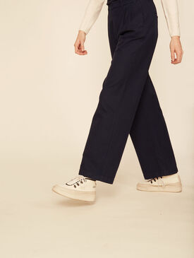 Pantalon large aspect lainage