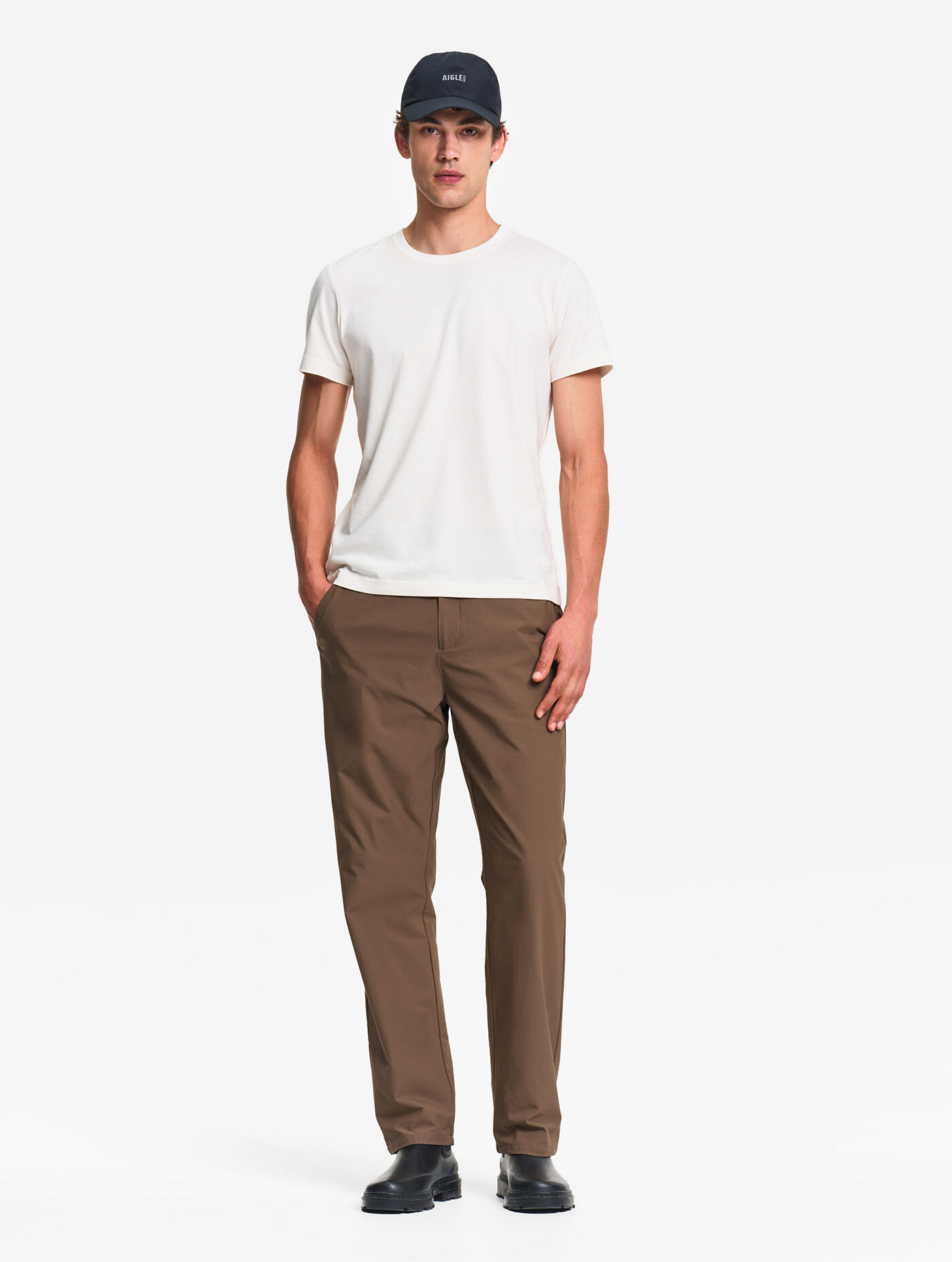 Twill stretch tech pants with fleece lining