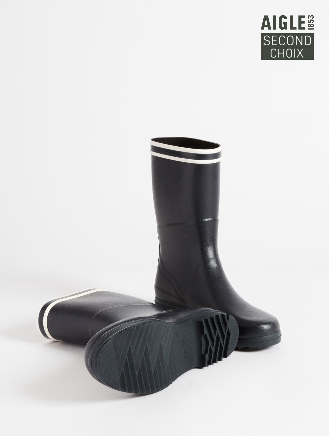 Aigle - Rain boots with notched sol, Made in France Marine