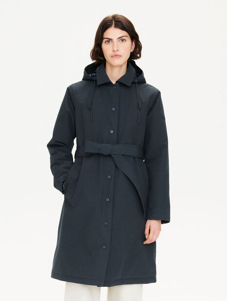 Long MTD®belted raincoat with detachable hood