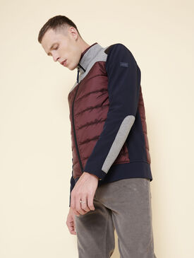Mid-season mixed-fabric jacket