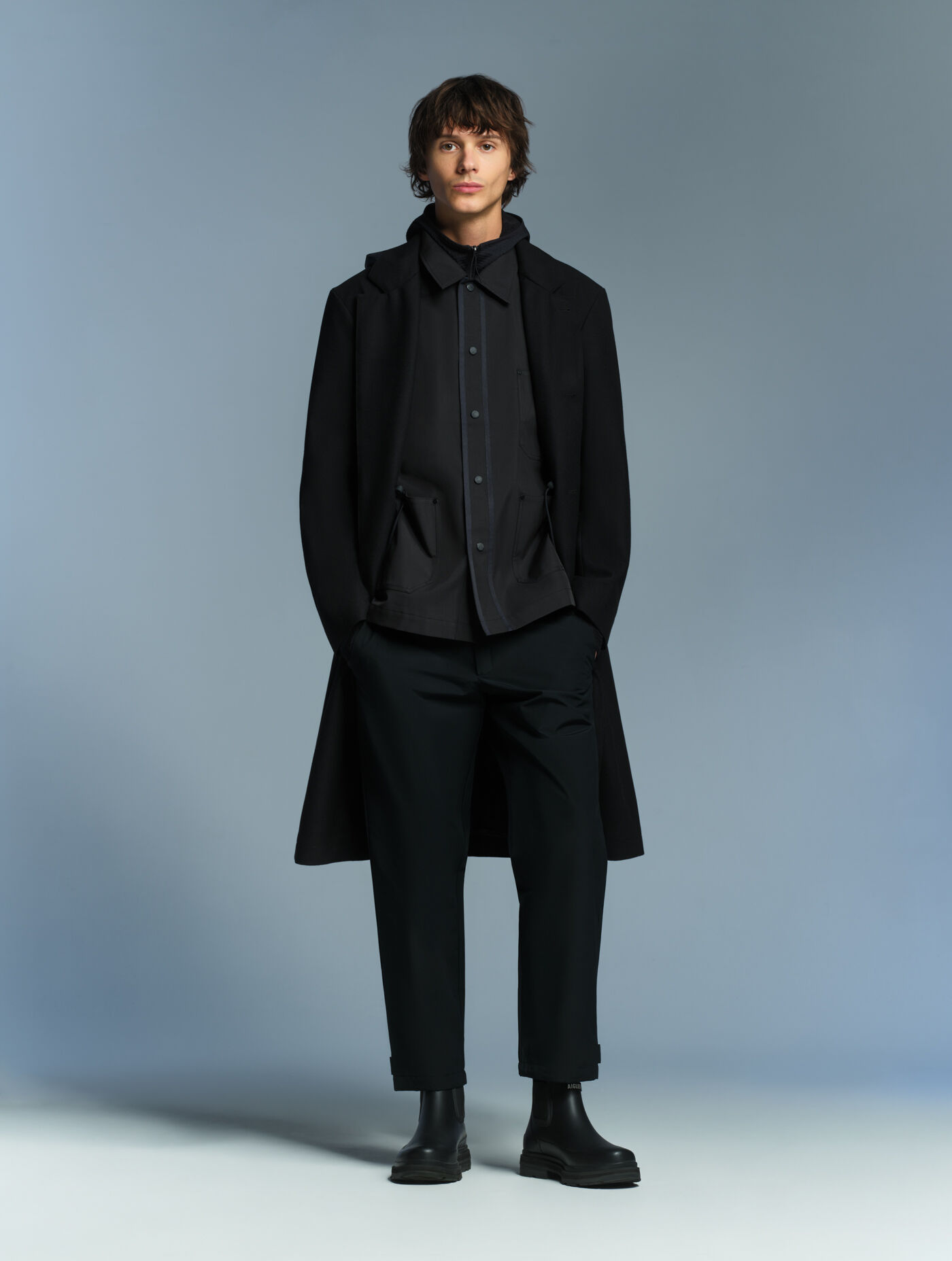 Aigle by Setchu manteau de tailleur mixte long en laine m&eacute;lang&eacute;e