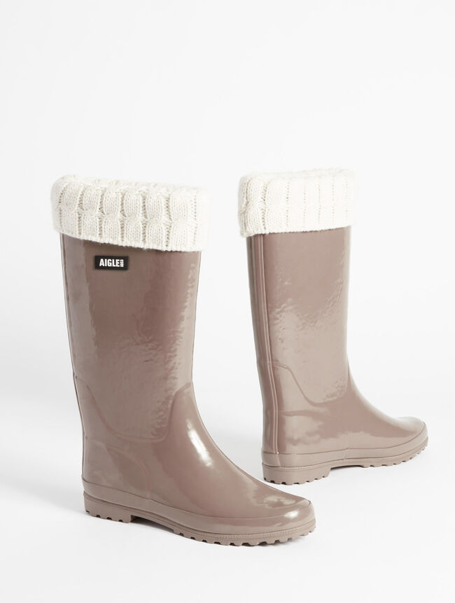 Bottes de pluie vernies, version fourrée femme