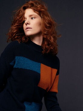 Patchwork wool and acrylic jumper