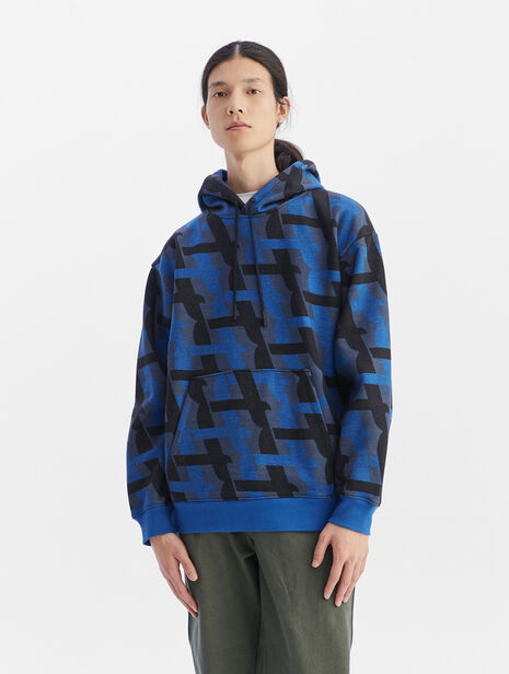 Brushed print hooded sweatshirt