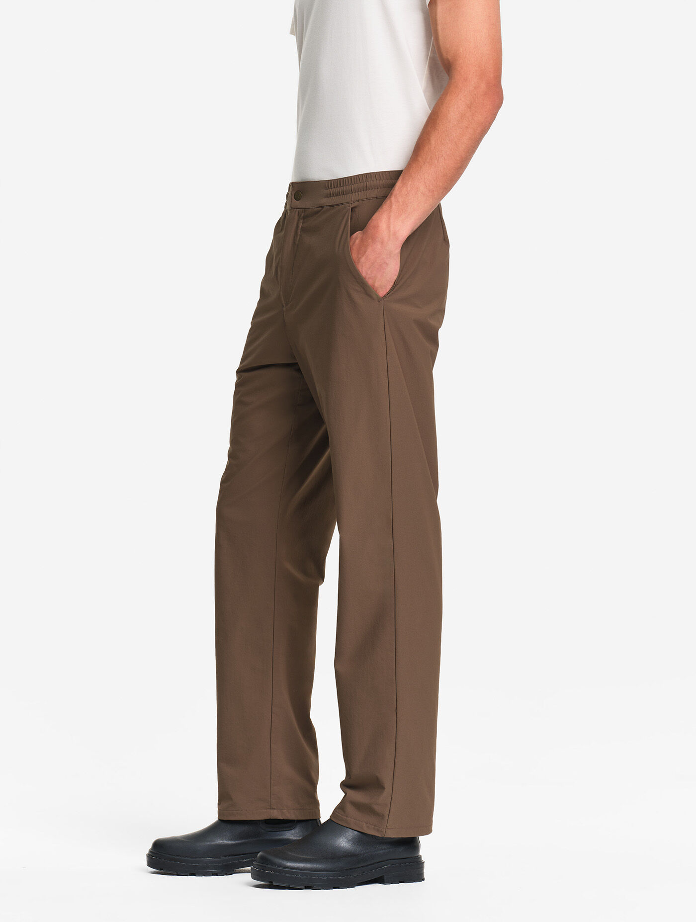 Twill stretch tech pants with fleece lining