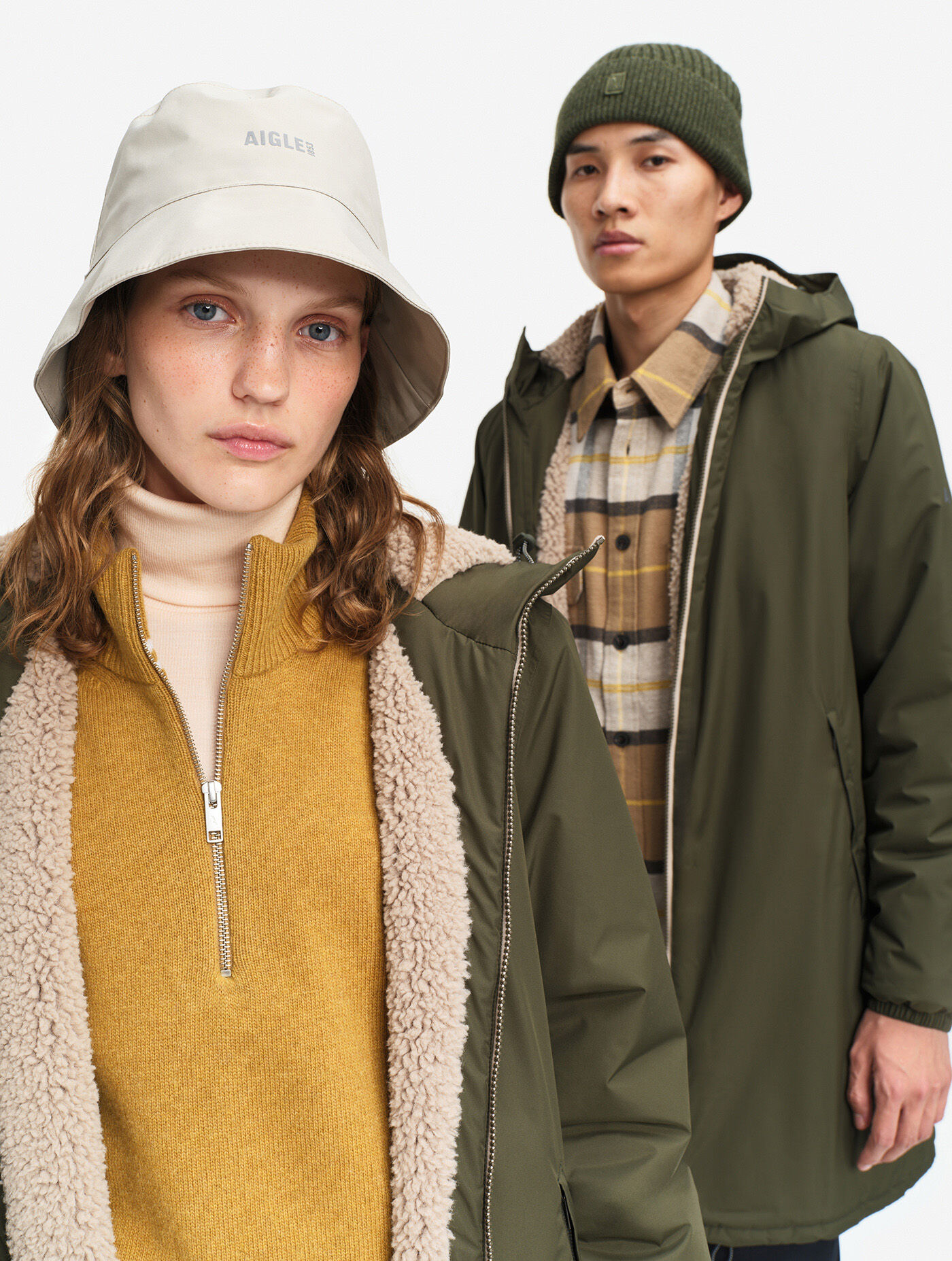 AIGLE ジャージ Rainpack MTD® & REPREVE® 90+ with padding and sherpa lining - kaki