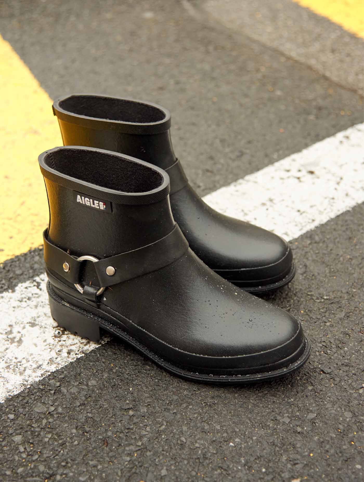 Rain ankle boot Macadames biker style - noir women | AIGLE
