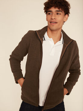 Knit effect fleece jacket