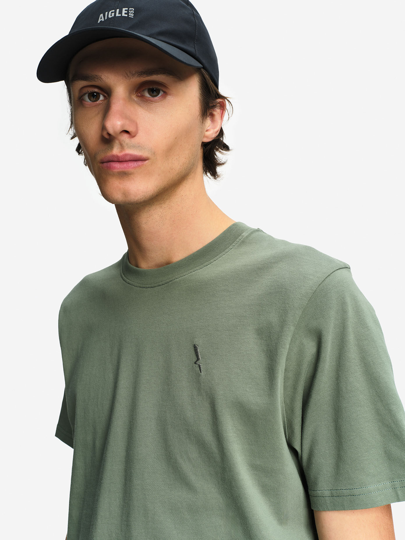 100% cotton thick T-shirt with chest logo - coupe regular