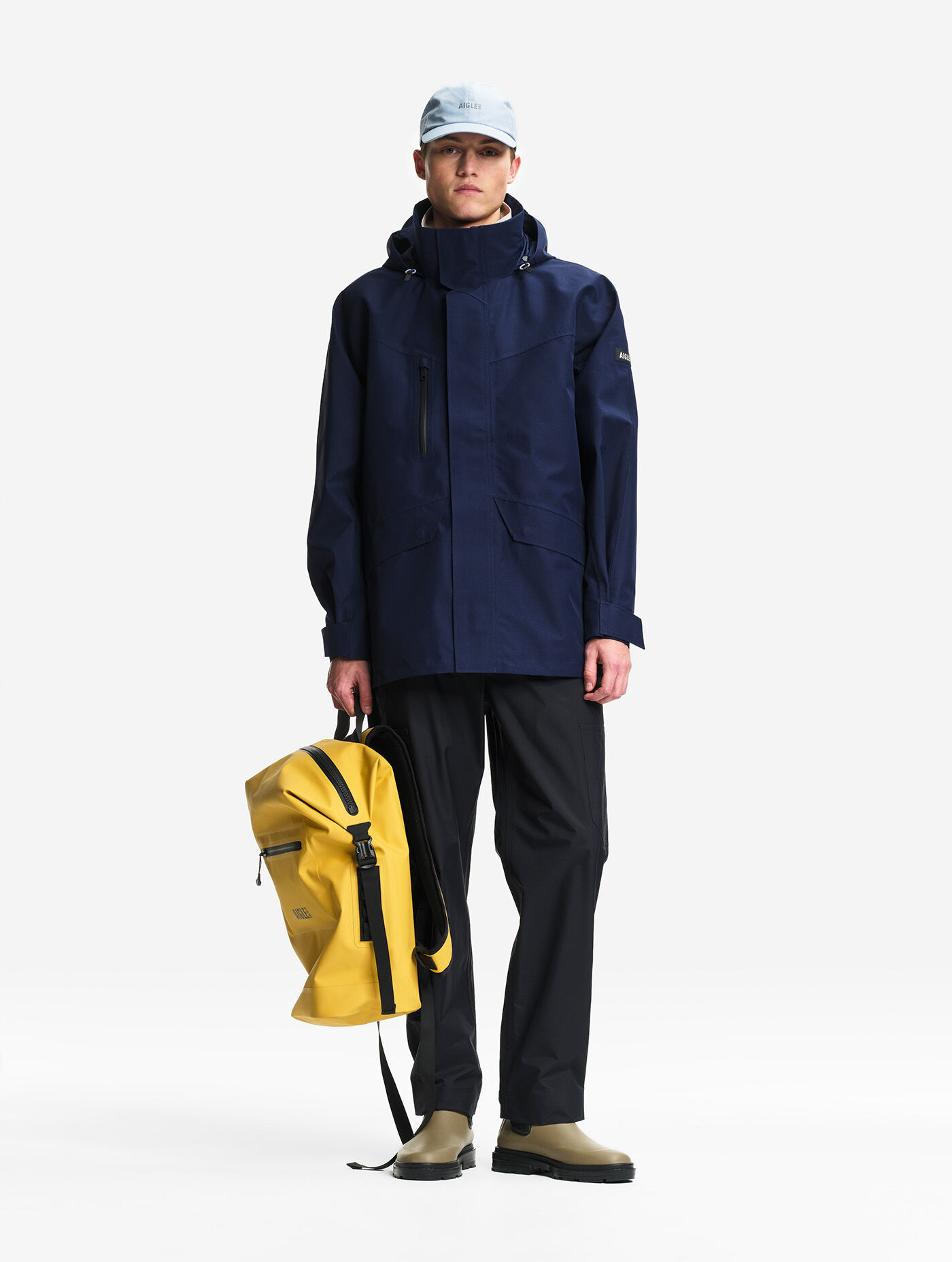 Short multipockets parka with removable hood GORE-TEX® - bleu