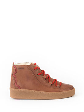 Women's fur-lined leather shoes