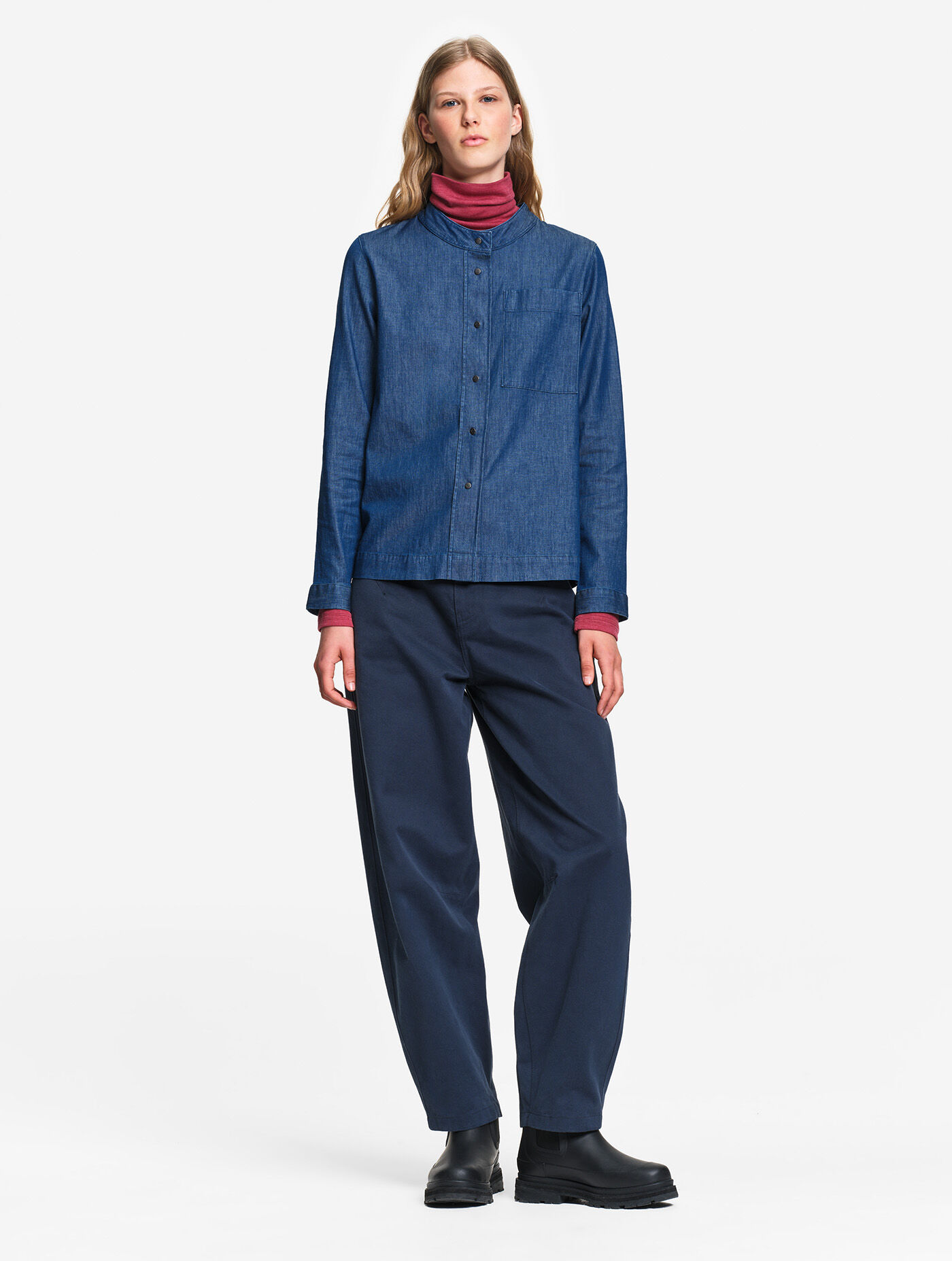 Bluse mit Stehkragen aus Tencel