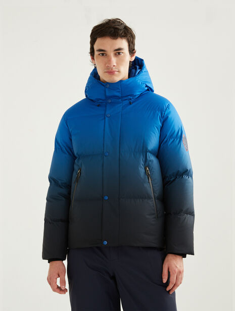 Mid-length hooded down quilted jacket