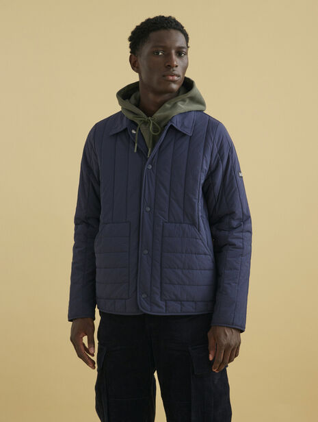 Mid-length padded Dupont Sorona® quilted water-repellent jacket