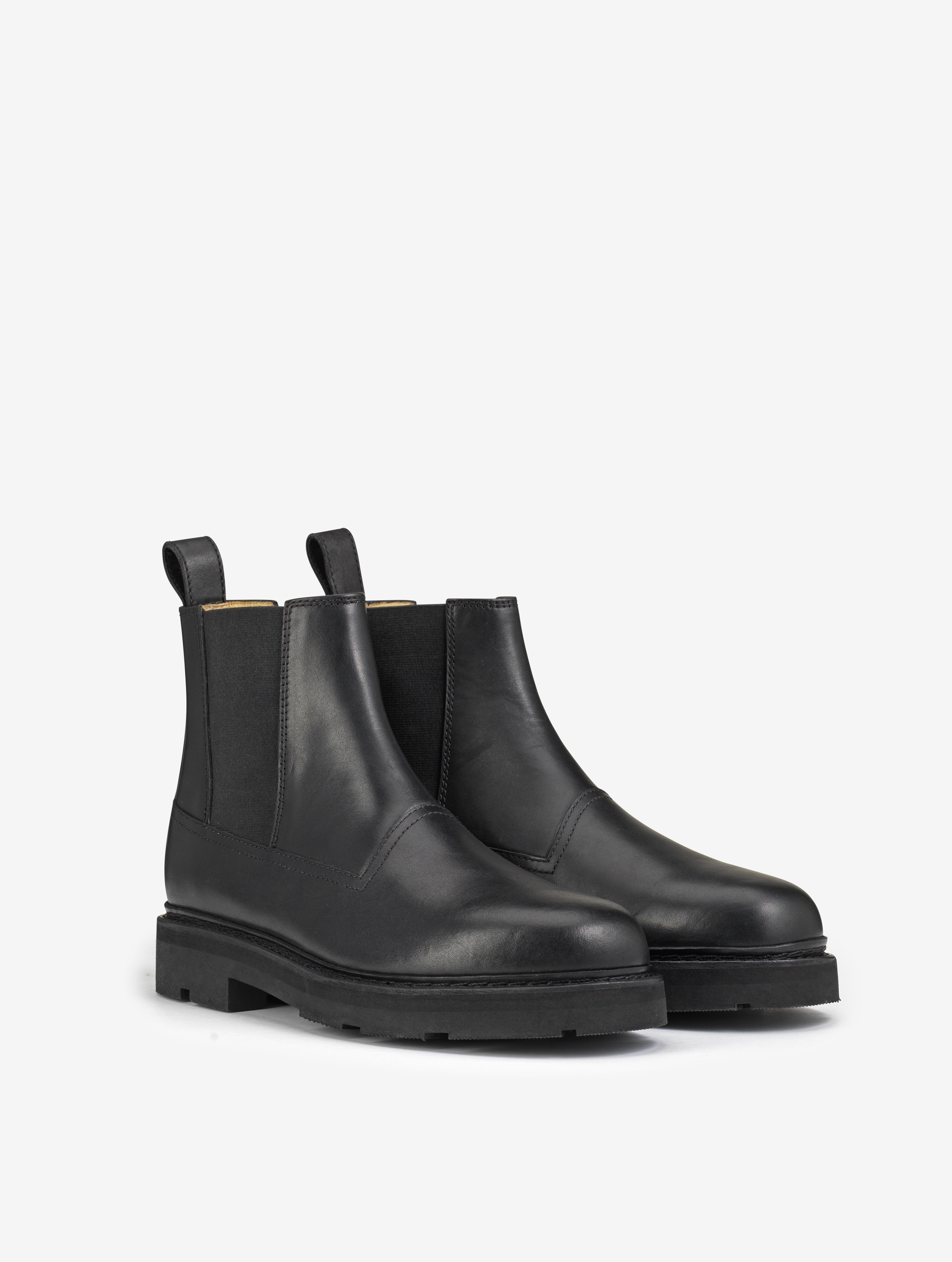 AIGLE ネイビー チェルシーブーツ The Norwegian-stitched leather Chelsea boot - noir aigle