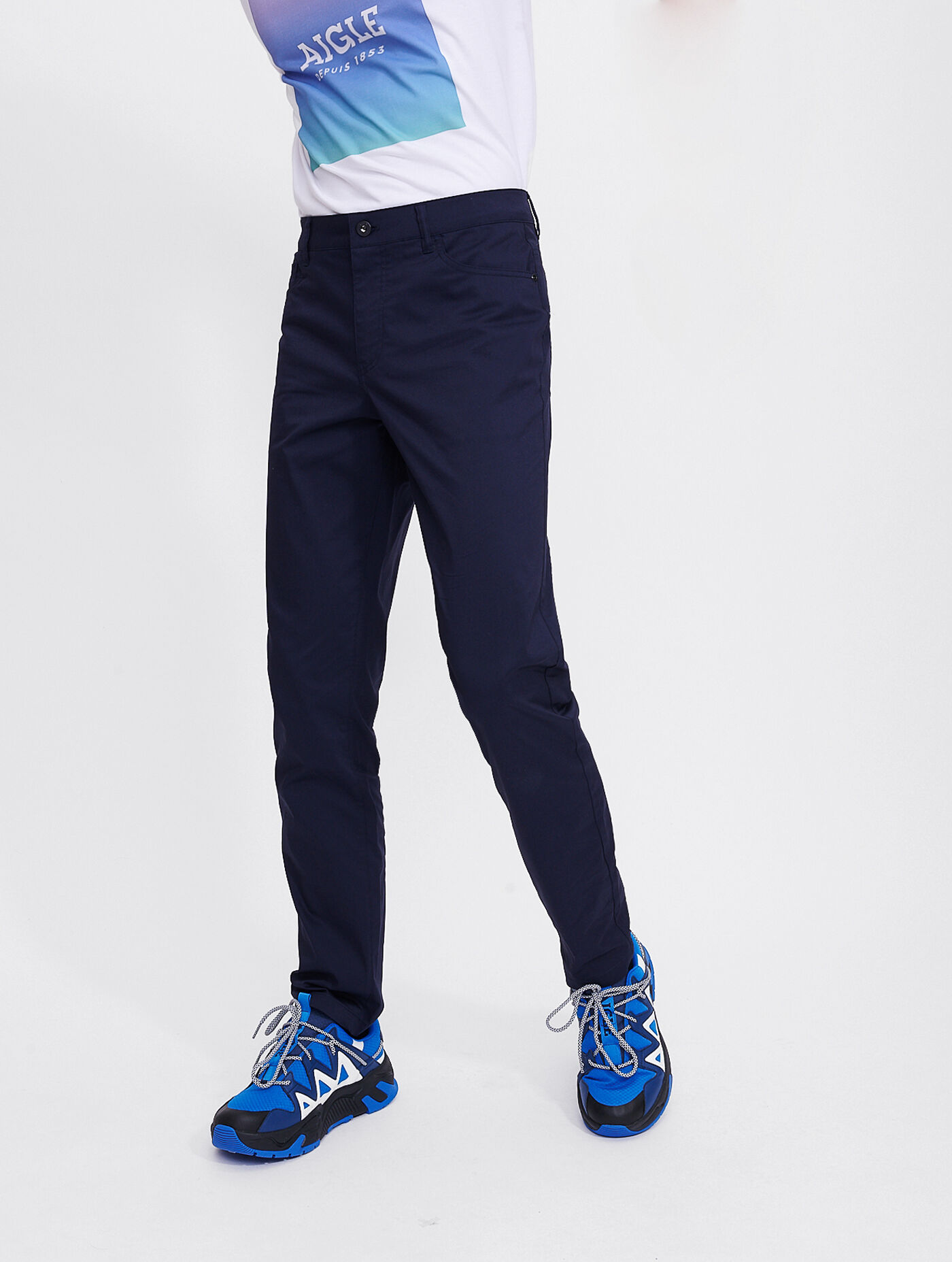 Aigle The easygoing 5 pocket COOLMAX pants with DFT function and stretchable. Marine Balcord AIGLE