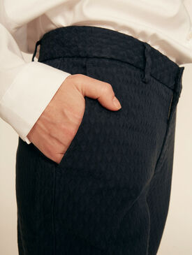 Textured cotton trousers