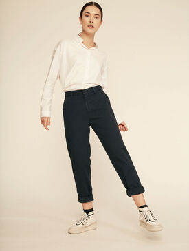 Textured cotton trousers