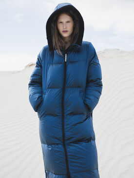 Long iridescent down jacket