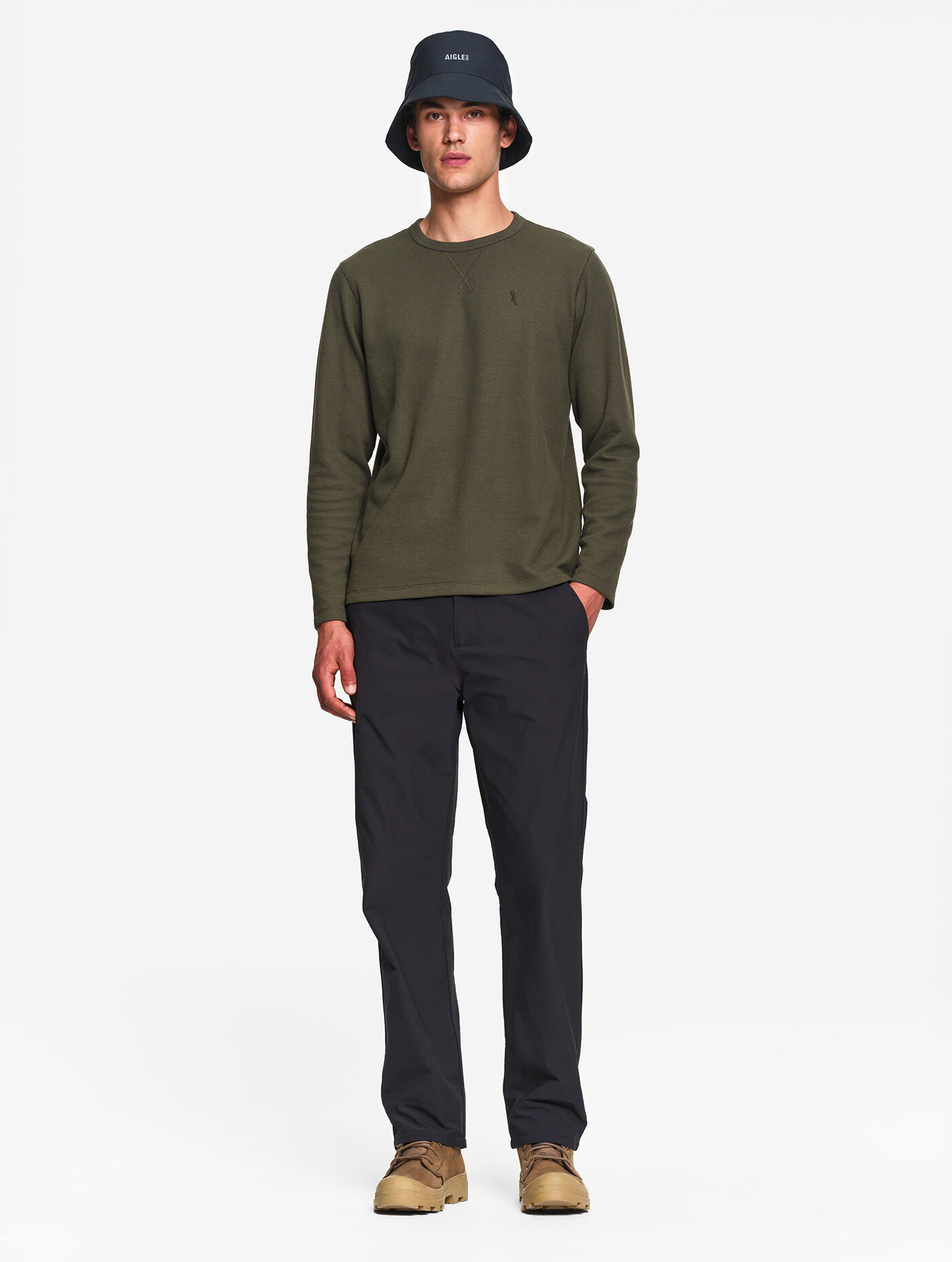 Pantalon confort en twill stretch doublure polaire