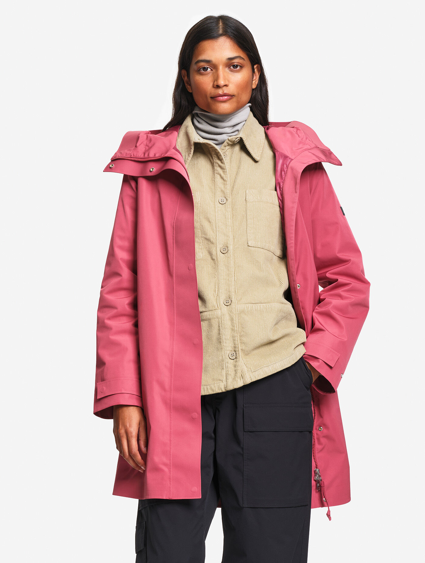 AIGLE GORE-TEXピンク ダブルブレスト レインコート Waterproof MTD™ long parka - rose categories | AIGLE