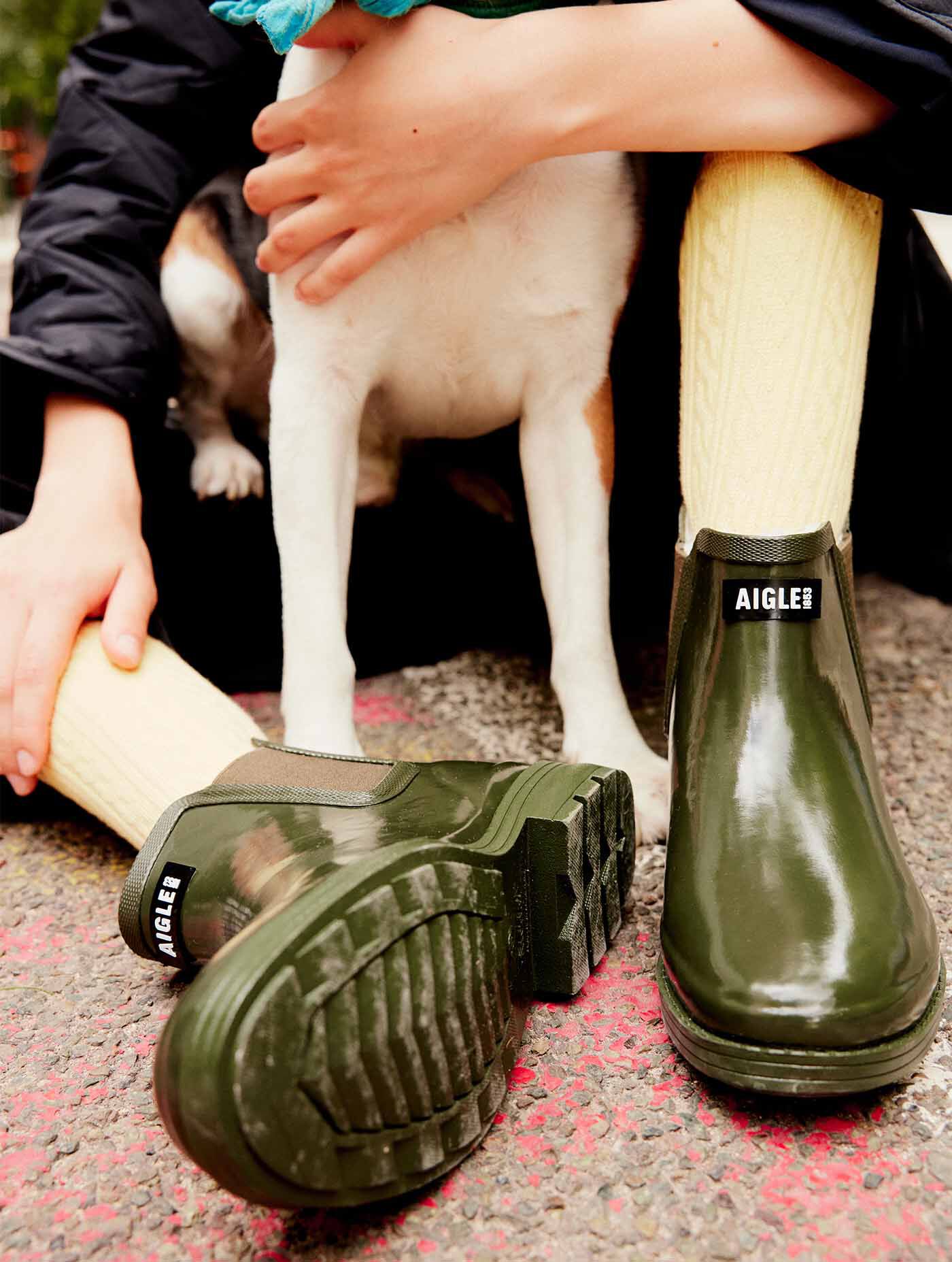 Rain ankle boot Carville fur-lined - kaki women | AIGLE