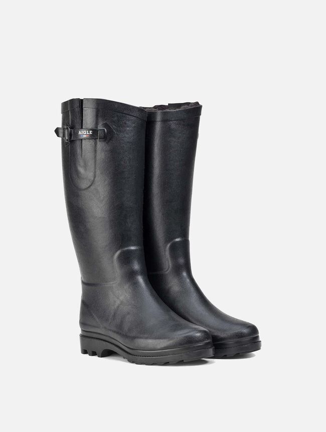 Fur-lined boyfriend rain boots, in Francewomen | AIGLE