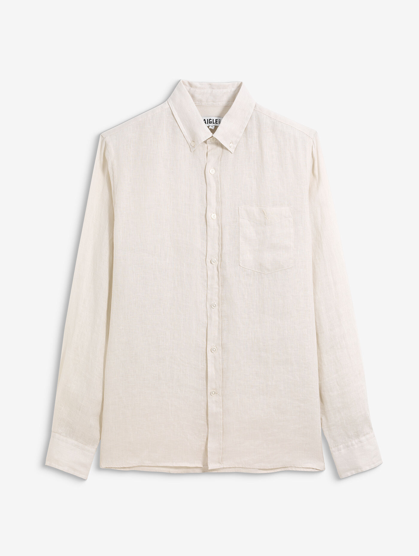 Long-sleeve linen shirt with chest pocket - blanc categories | AIGLE