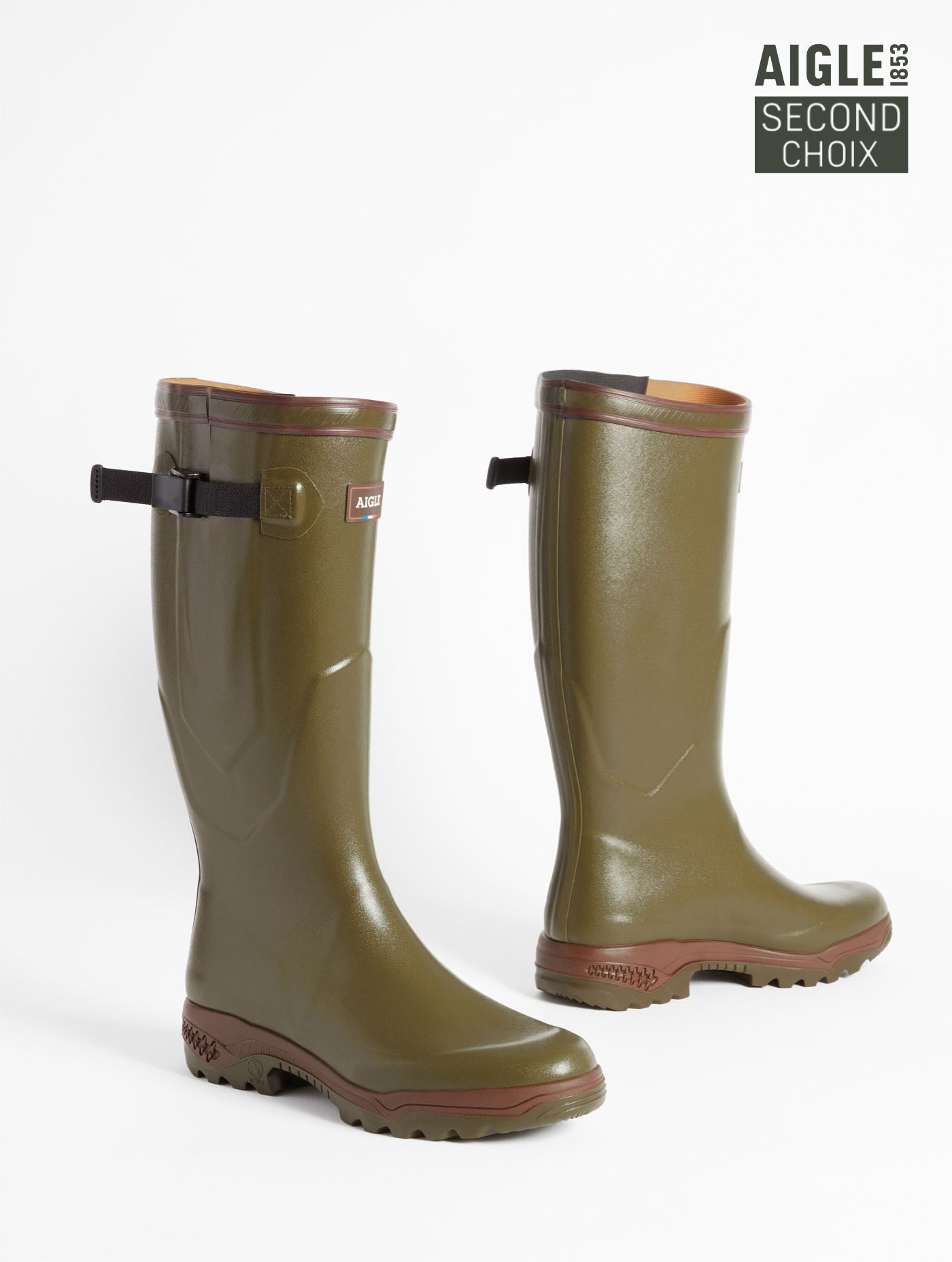 Aigle - Adjustable anti-fatigue boots, Made in France Kaki