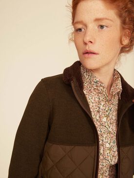 Mixed fabric fleece jacket