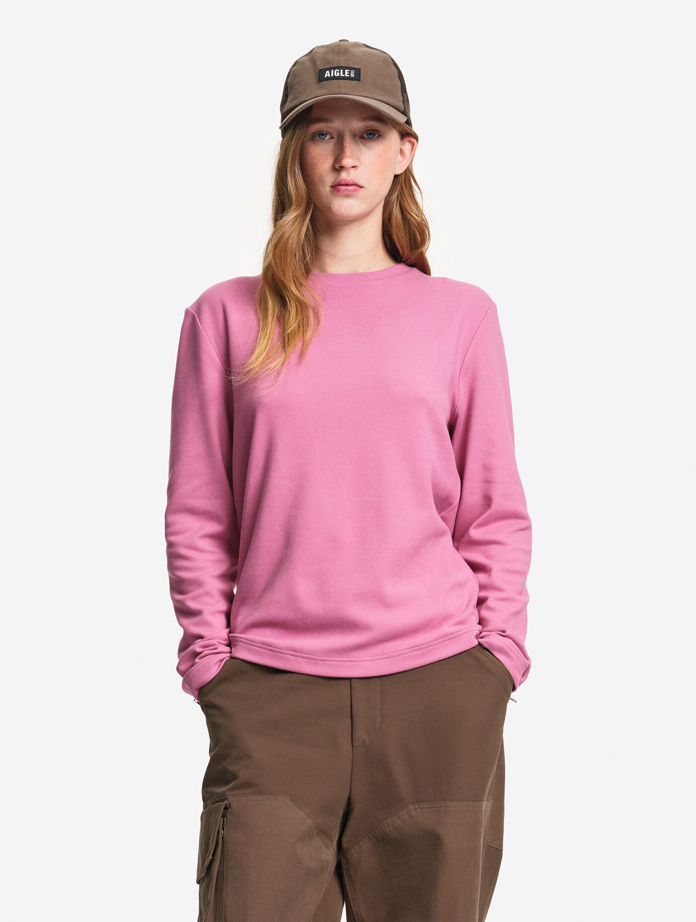 Light brushed jersey crew neck top