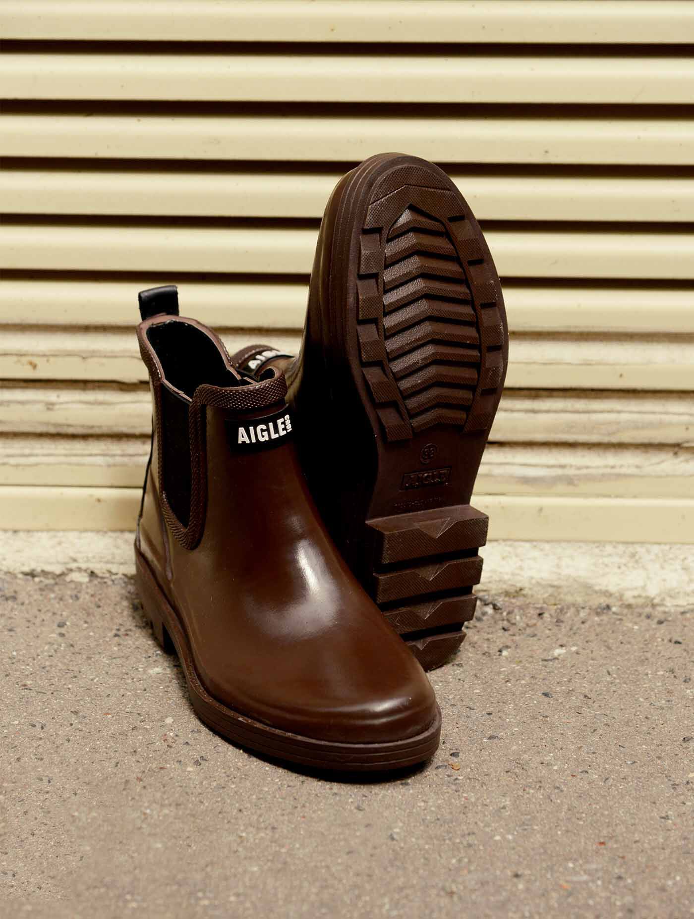 AIGLE CARVILLE 2 ブラック 38 Equestrian-inspired fur-lined ankle rain boot women | AIGLE