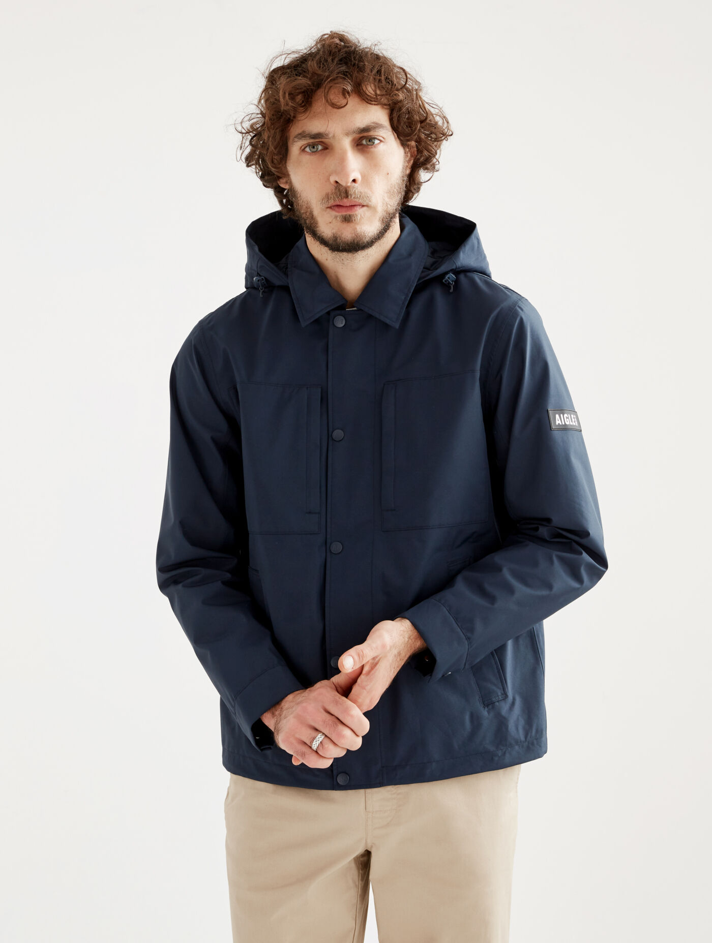 Mens GORE TEX short parka detach hood aigle storefront catalog fr AIGLE