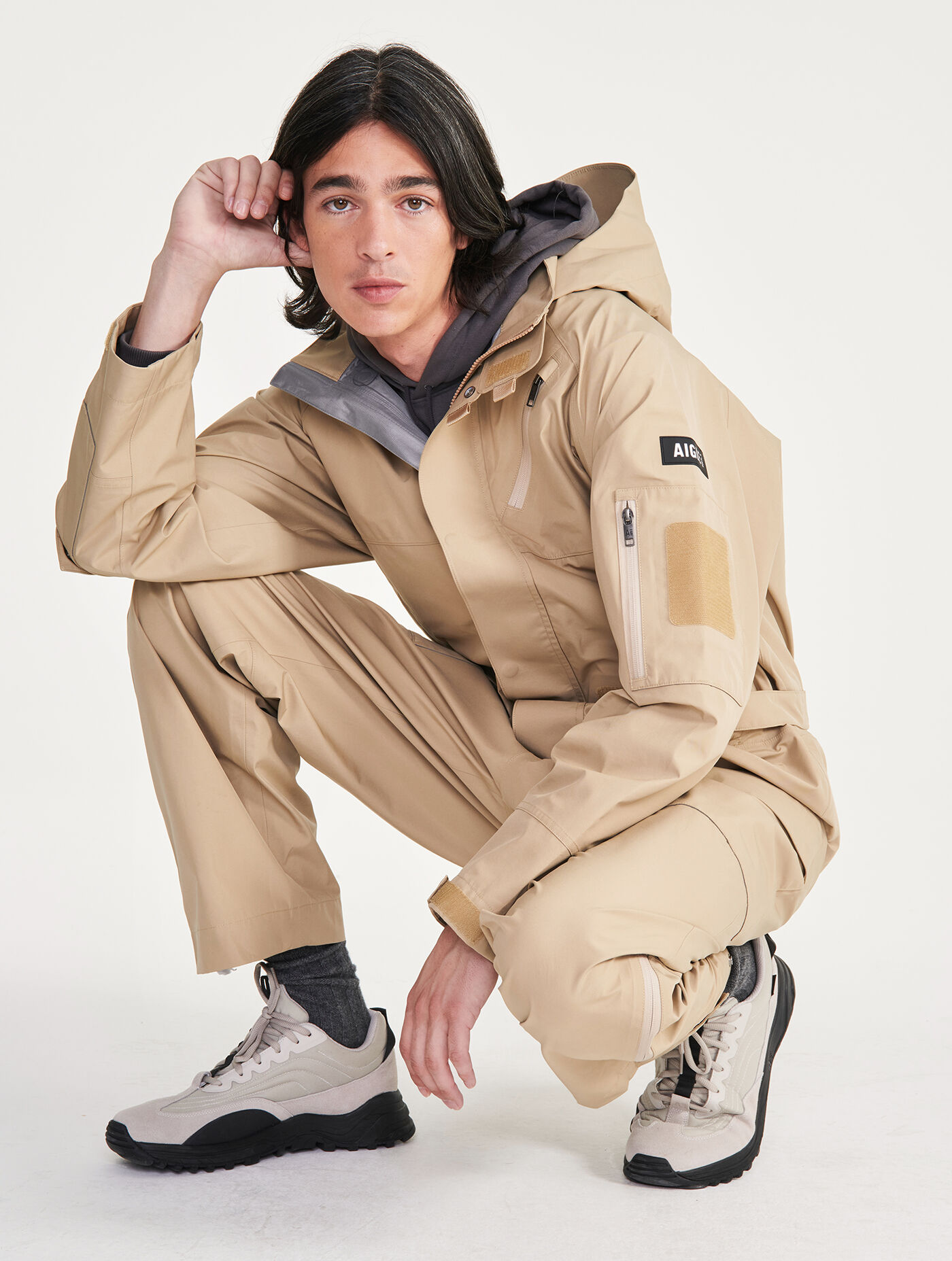 Hooded GORE-TEX® 3L Jumpsuit - beige aigle-storefront-catalog-fr