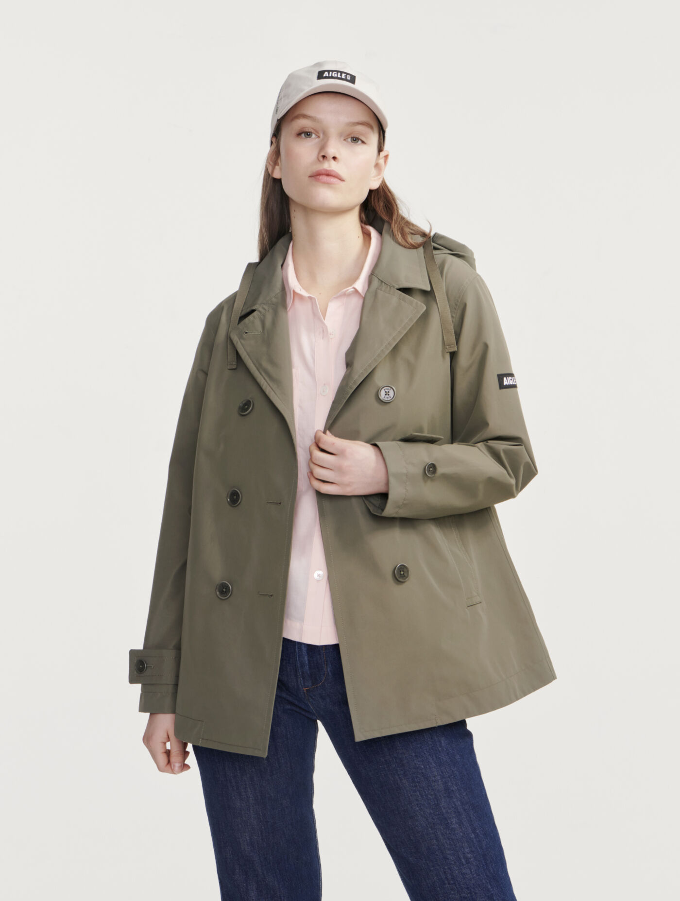 AIGLE GORE-TEX コート Sサイズ オリーブ Womens GORE-TEX® short inspi trench coat - kaki aigle-storefront