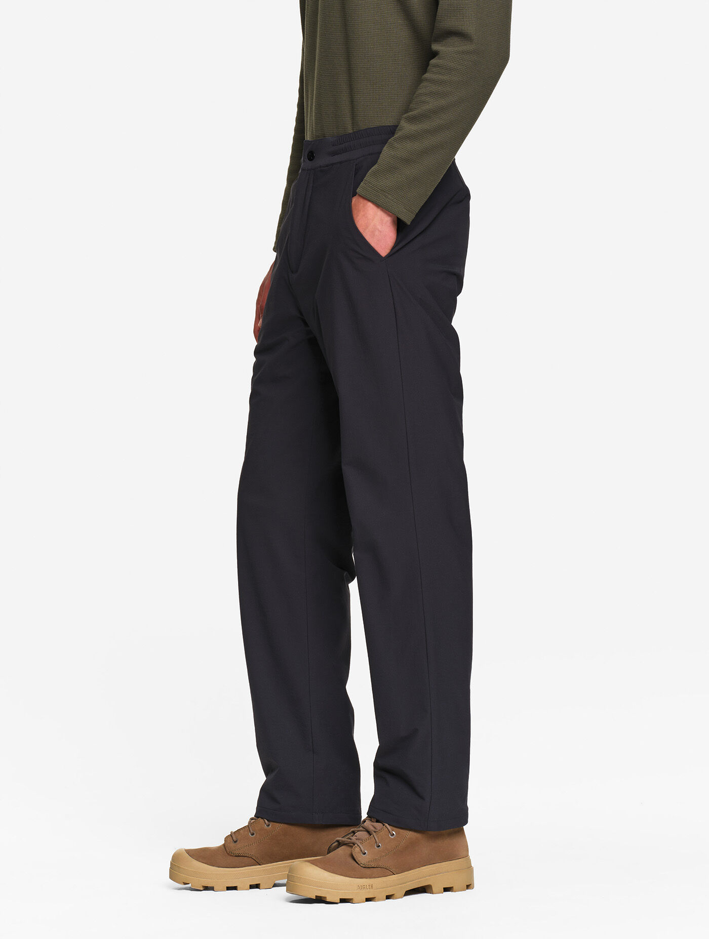 Pantalon confort en twill stretch doublure polaire
