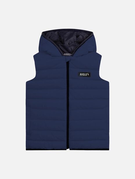 Water-repellent sleeveless puffy jacket