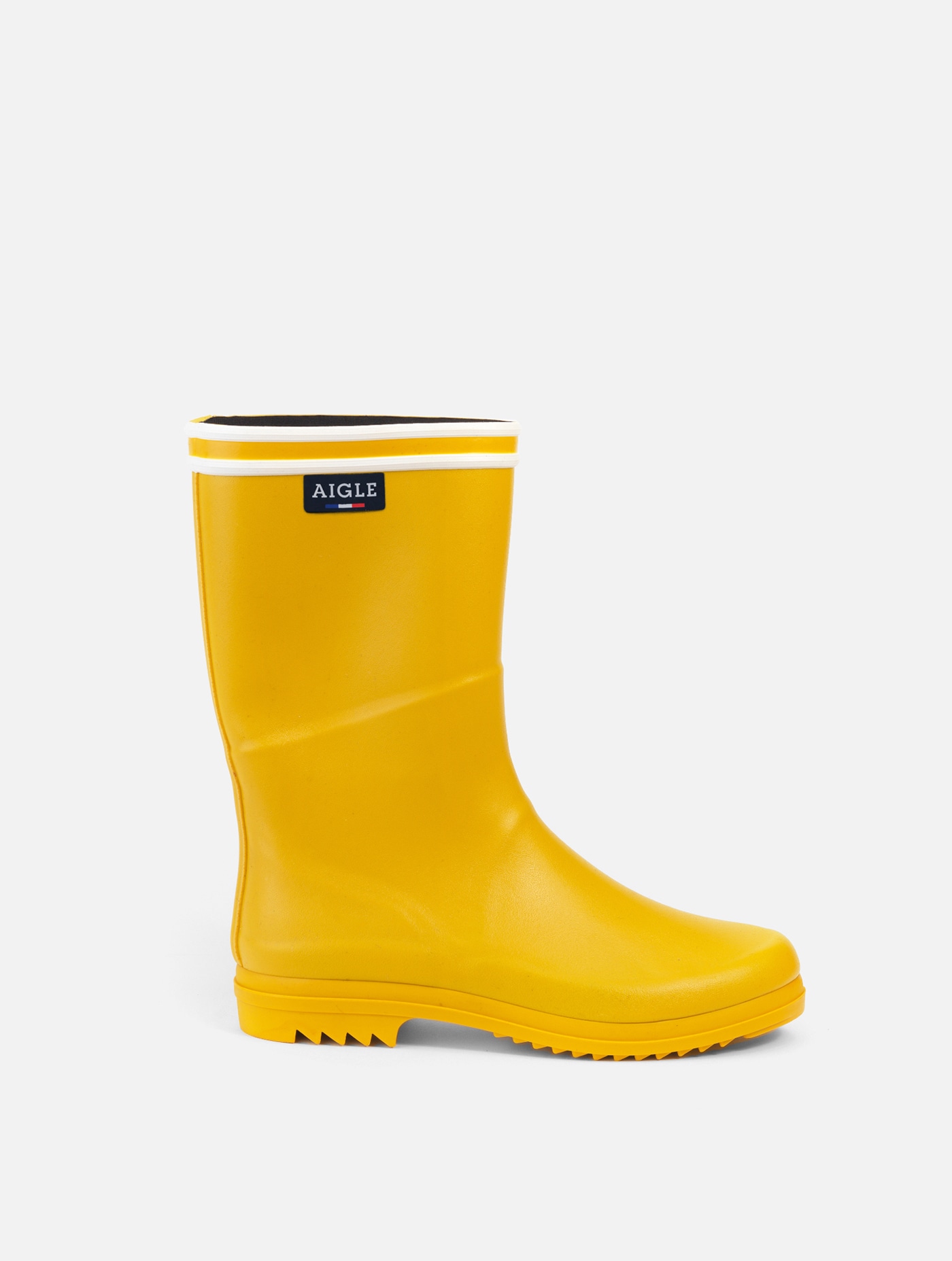 Aigle Rain boots with notched sol, Made in France Noir - Chanteboot stripeswomen | AIGLE