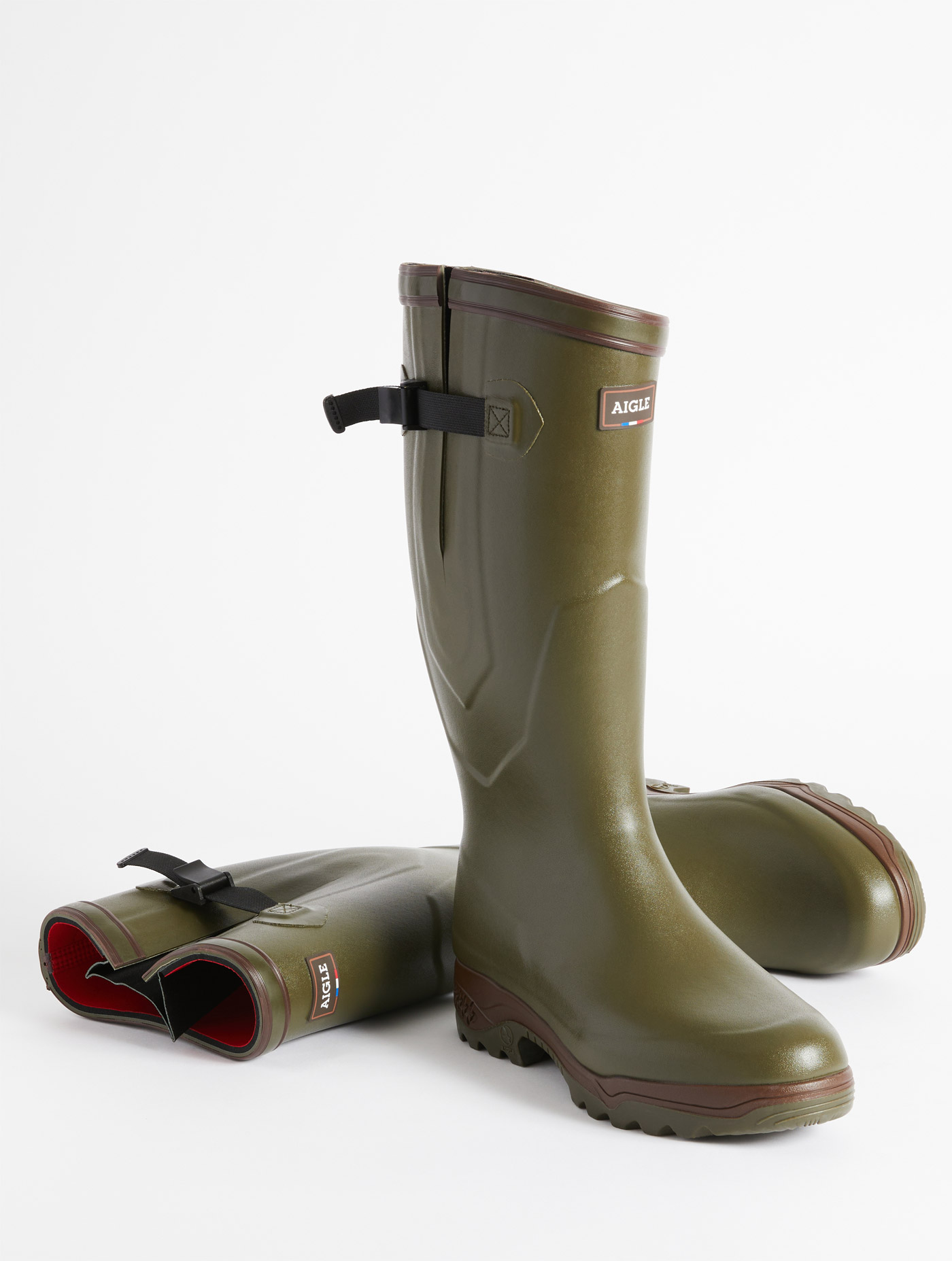 Aigle Antifatigue boots for cold weather, Made in France Kaki