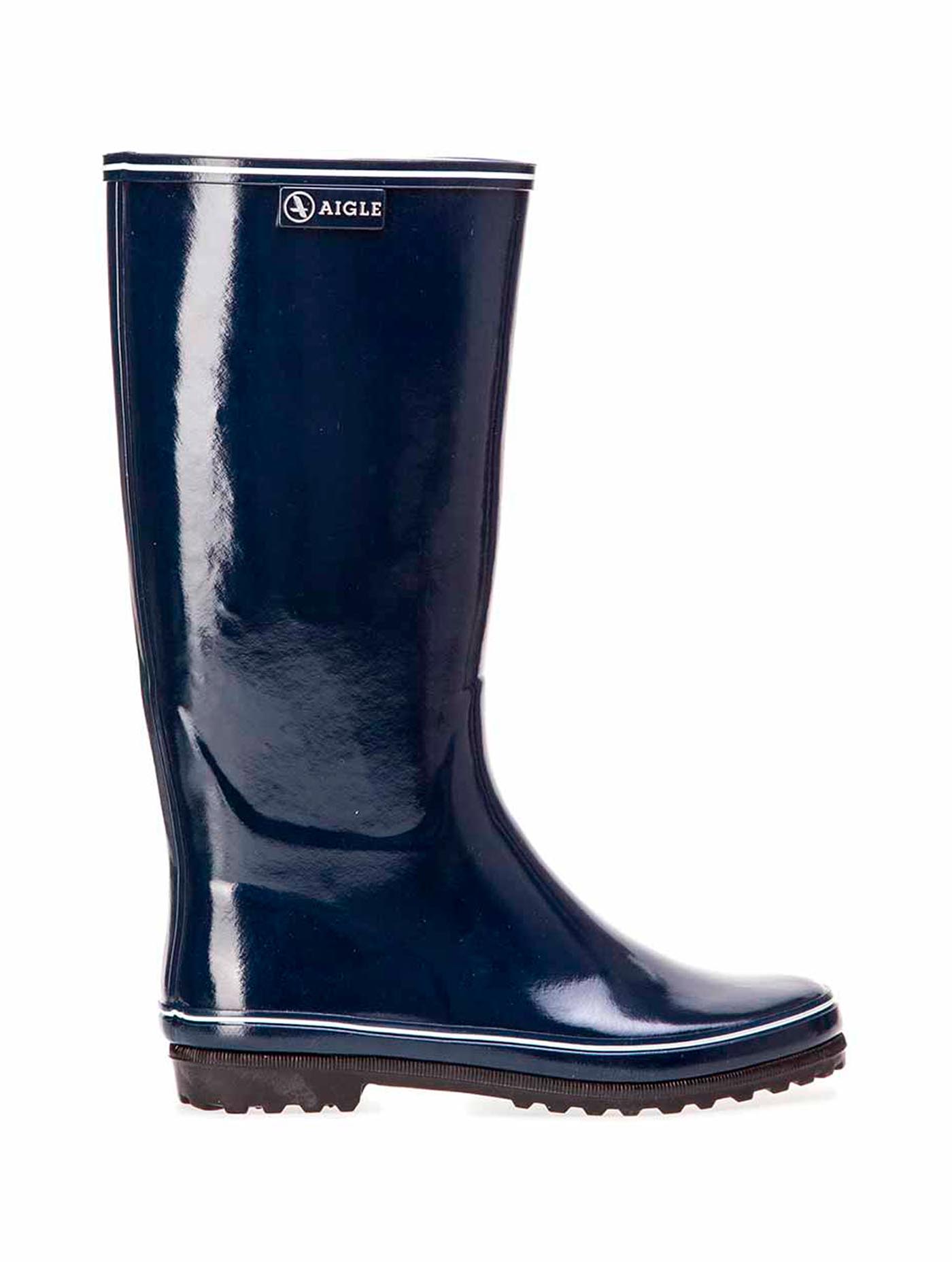 Aigle Women S Glossy Rubber Boots Marine Blanc Venisewomen Aigle