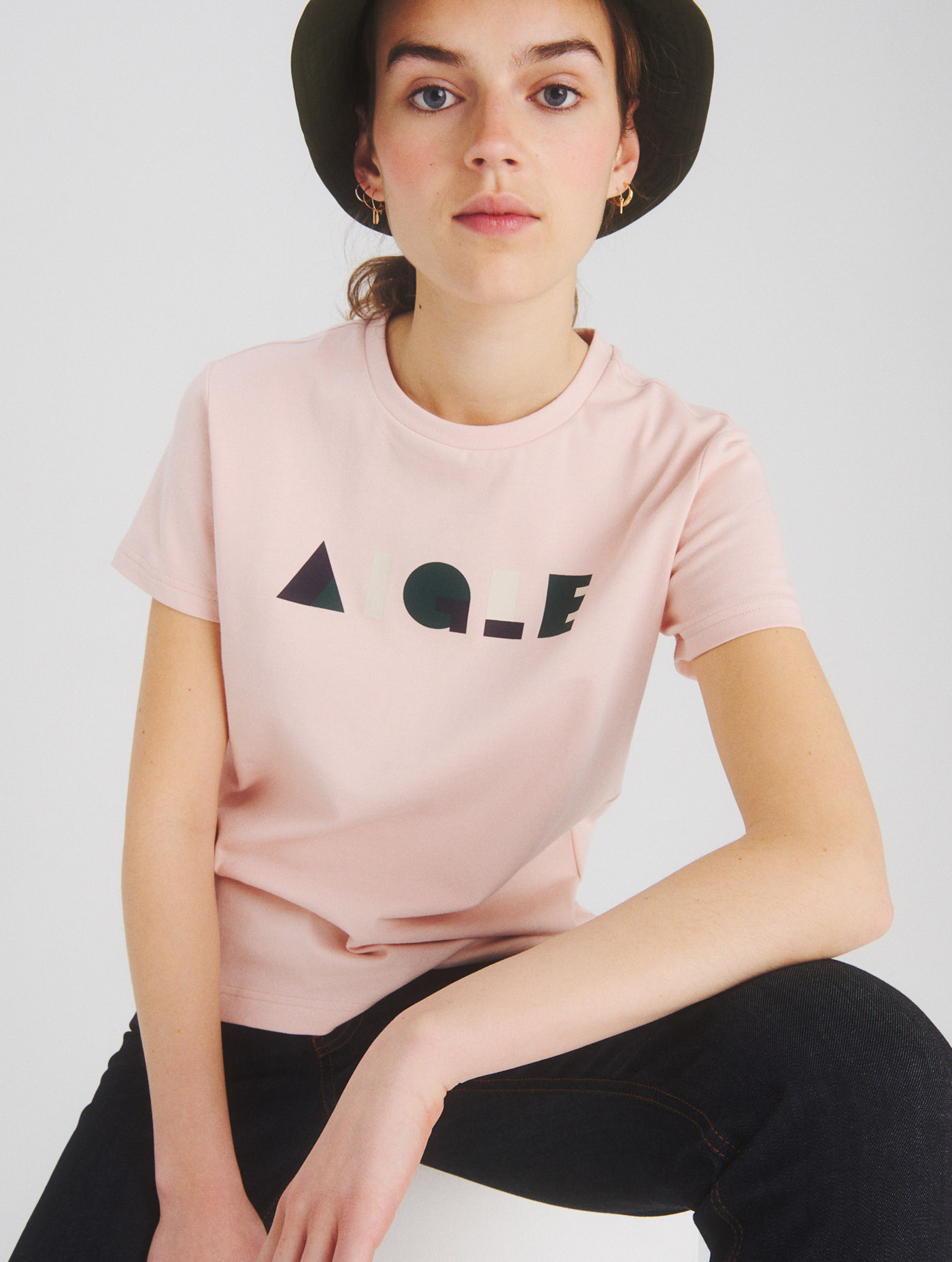 Aigle The Eco Designed Short Sleeved Aigle Print T Shirt Women Heather Grey Camowclothes Aigle