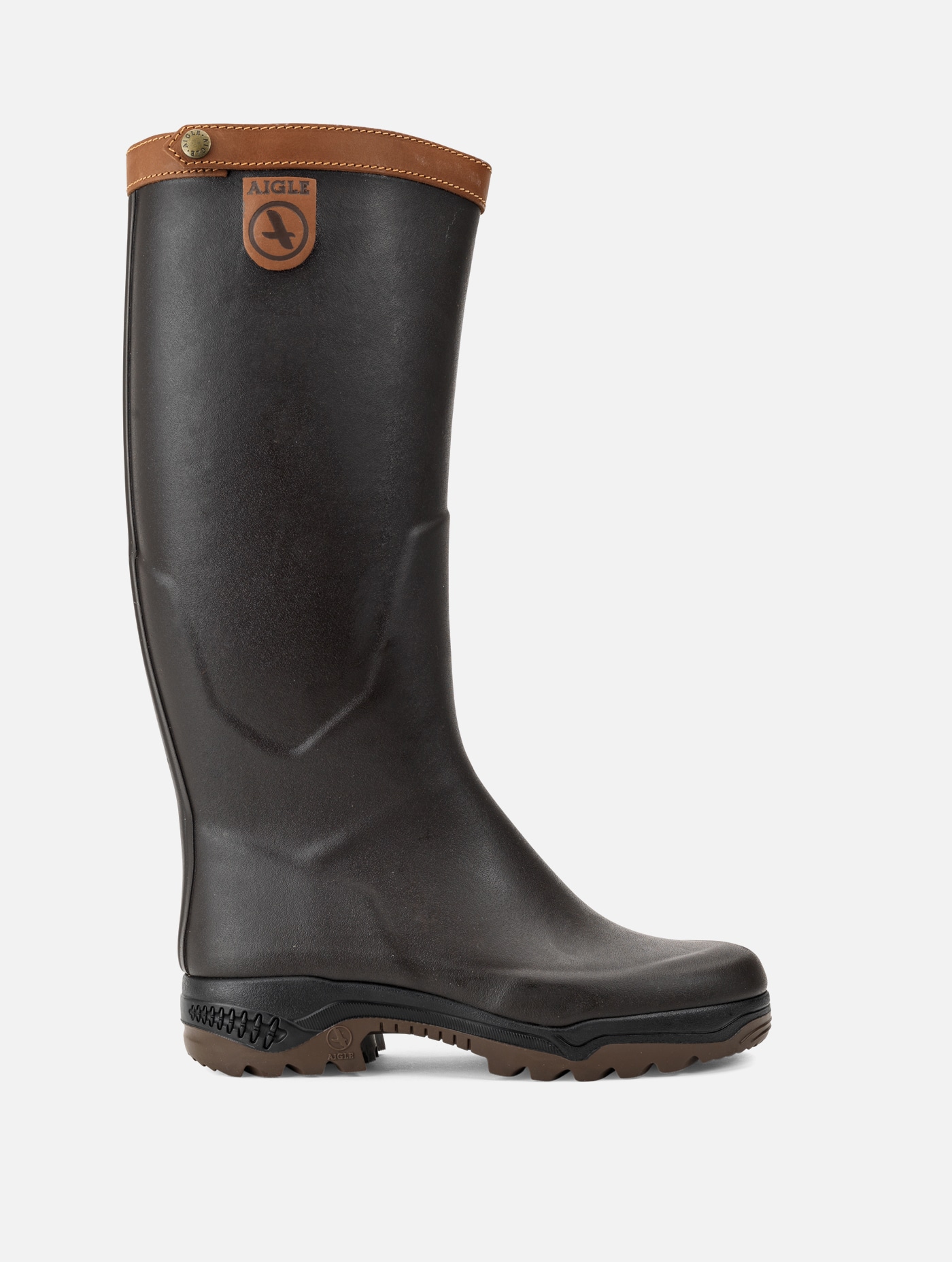 Aigle - Men's leather-lined hunting boots Brun - Parcours® 2 signature ...