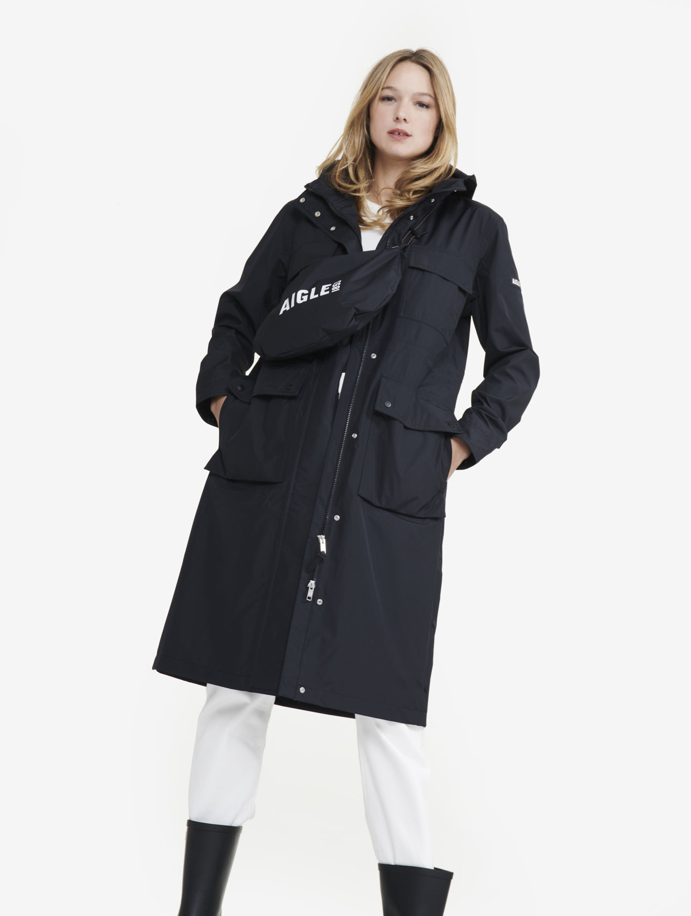 Parka Aigle Imperméable Homme Taille XL Noir - Capuche, 3 Poches - Occasion Bon état (accrocs)